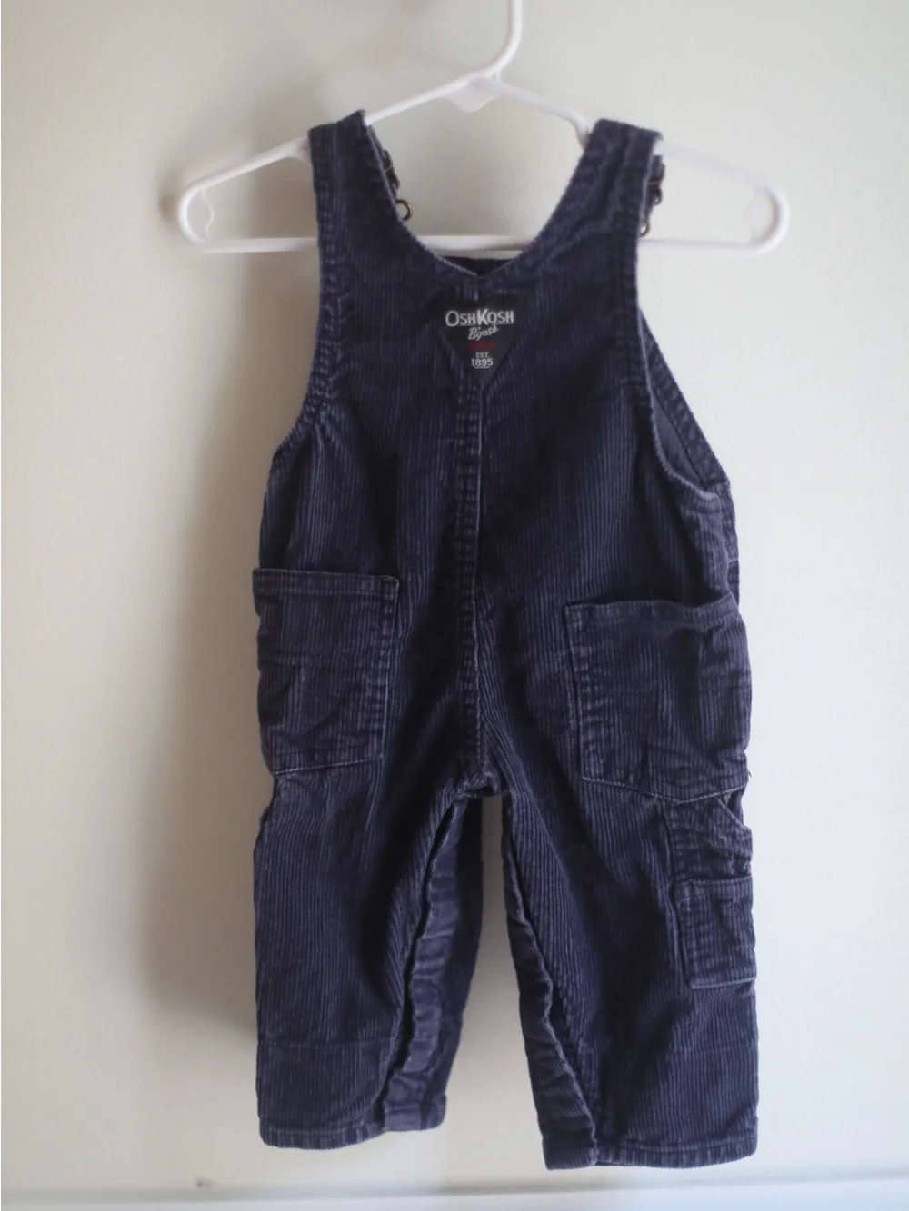 OshKosh B'gosh Dark Blue Corduroy Overalls with Adjustable Straps 100% Cotton 3M